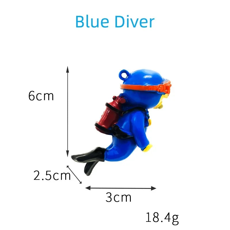 Fish Tank Diver Ornaments Landscape Decoration Aquarium Gifts Popular Floating, Hayao Miyazaki Blue Fatty with Ball and Line