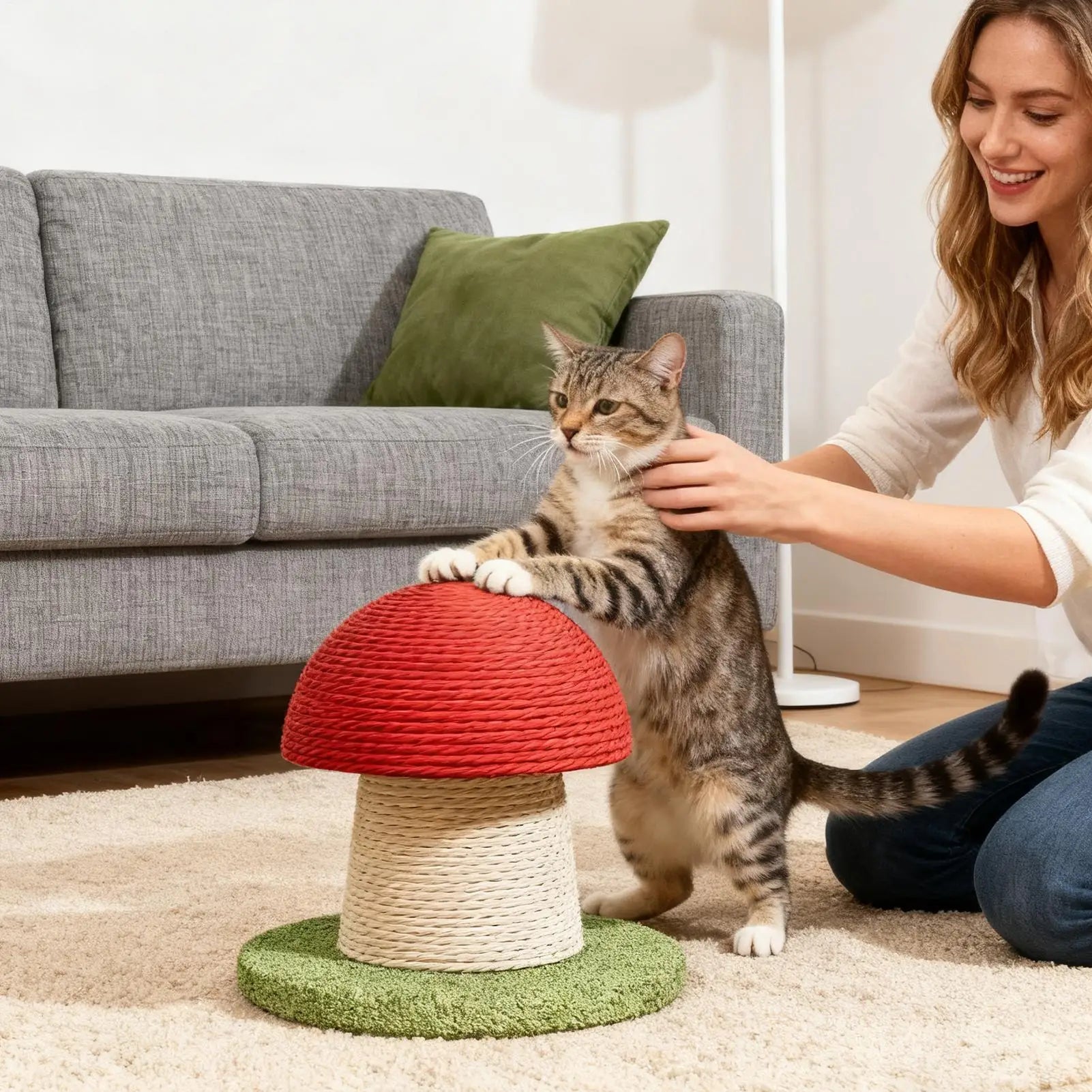 Scratching Post for Cats Sisal Mushroom Modern Tall Scratching Post for Cats for Kitten Exercise Mental Stimulation Physical