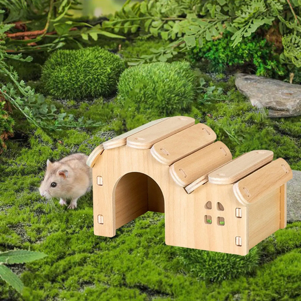 Hamster Wood House Animals Cage Accessories Hamster Hideout Hut for Small Rodents Chinchilla Mice Sugar Gliders Gerbils Mouse