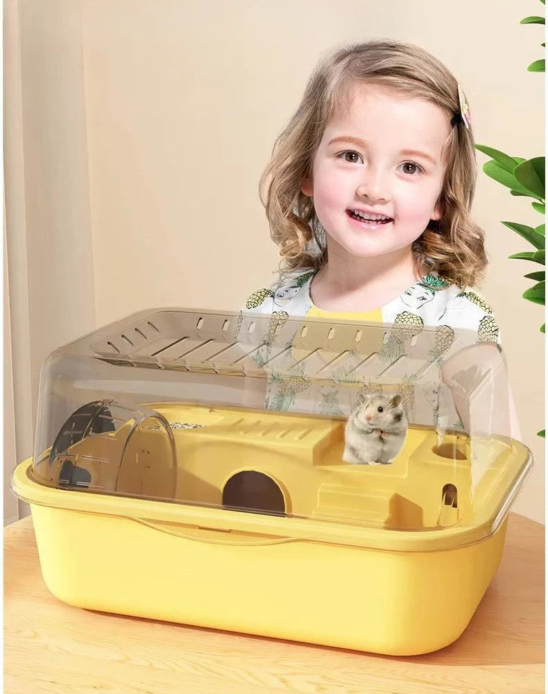 Hamster Cage Chewproof Large Hamster Accessories Cages and Habitats Openable Top with Acrylic Sheets Solid Built