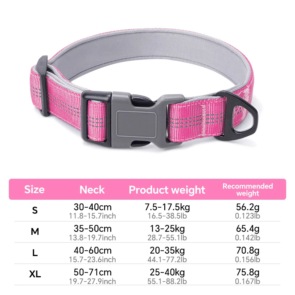 Dog Collar for Medium Dogs,Adjustable Pet Neck Band with Comfortable Soft Padding, Lifetime Durability, Heavy-Duty D-Ring