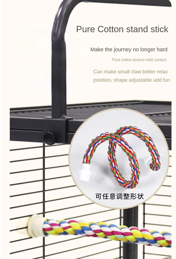 Travel Carrier Bird Cage Aviary For Bird Outside Iron Bird Cage Peony Tiger Pearl Parrot Carrying Cage 47.6 X 37.5 X 45.7 Cm