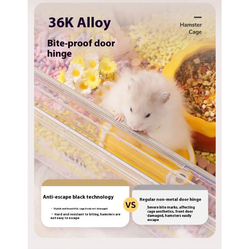 Large Villa Hamster Cage Transparent Acrylic 75 Breeding Box Gerbil House Habitat Decor for Hamsters Quail Chinchillas