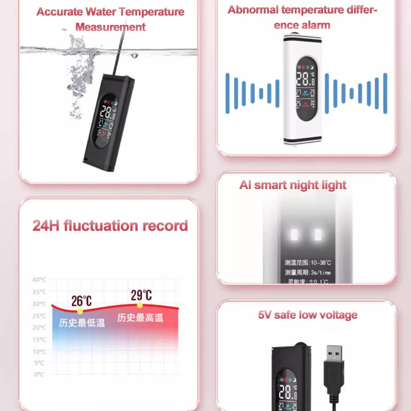 Fish Tank Electronic Thermometer High-precision Digital Display Aquarium Temperature Measuring Water Temperature Inside The Tank