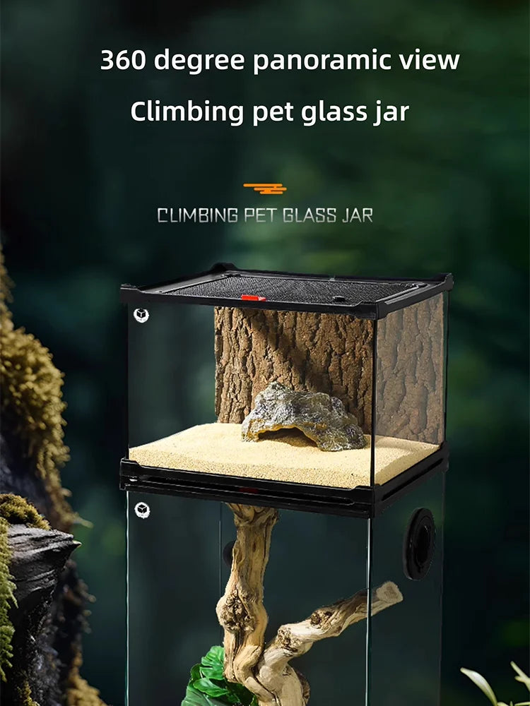 Reptile Terrarium All-in-one Landscape Tank Rainforest Reptile Tank Glass Eco Aquarium Box For Geckos Lizards Turtles Scorpions