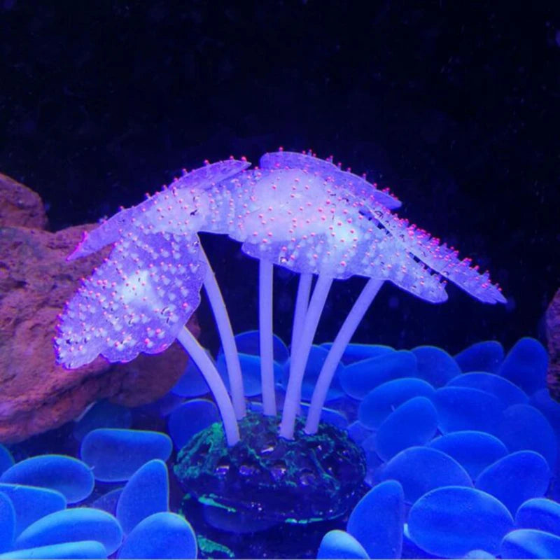 Fish Tank Simulation Decorations Luminous Silicone Underwater World Fluorescent Fake Coral Aquarium Scenery Colorful Sea Anemone