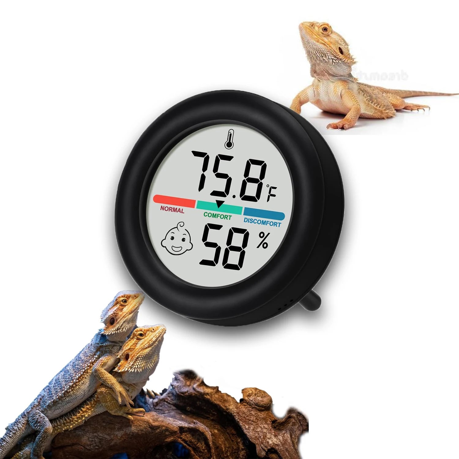 Reptile Tank Thermometer, Mini Digital Hygrometer Thermometer Gauge, Indoor Temperature Humidity Meter for Reptile Terrarium