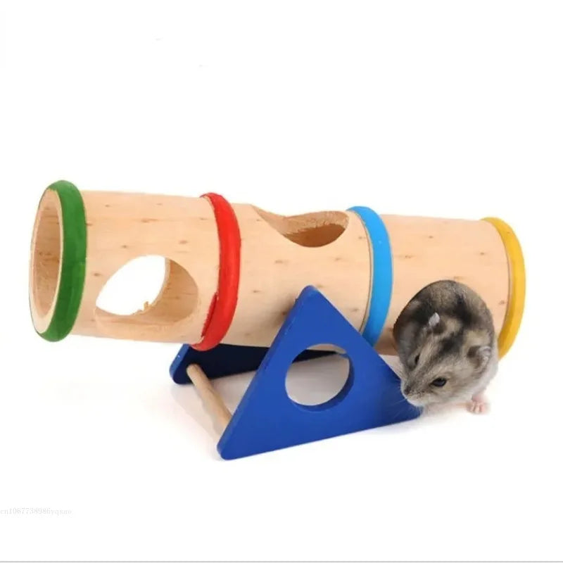 Hamster Toys Cage Wooden Colorful Seesaw House Hide Play Pet Toys for Hamster Rat Mouse Mice Guinea Pig Cage Accessories
