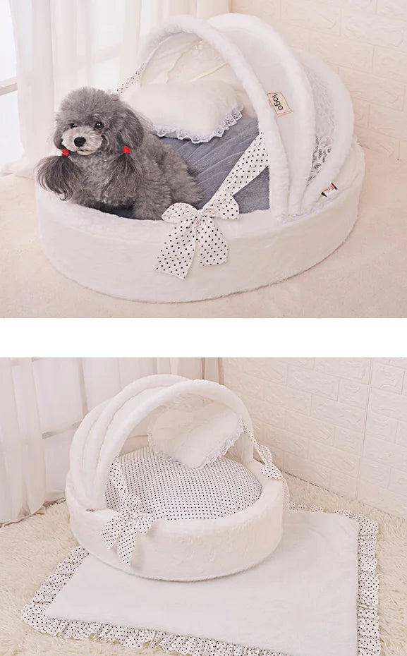 Warm Cat Bed for Portable Pet Beds Sweet Kittens Basket Cushion Cat Pillow Mat Tent Puppy Nest Cave Cats House Goods Dog Bed