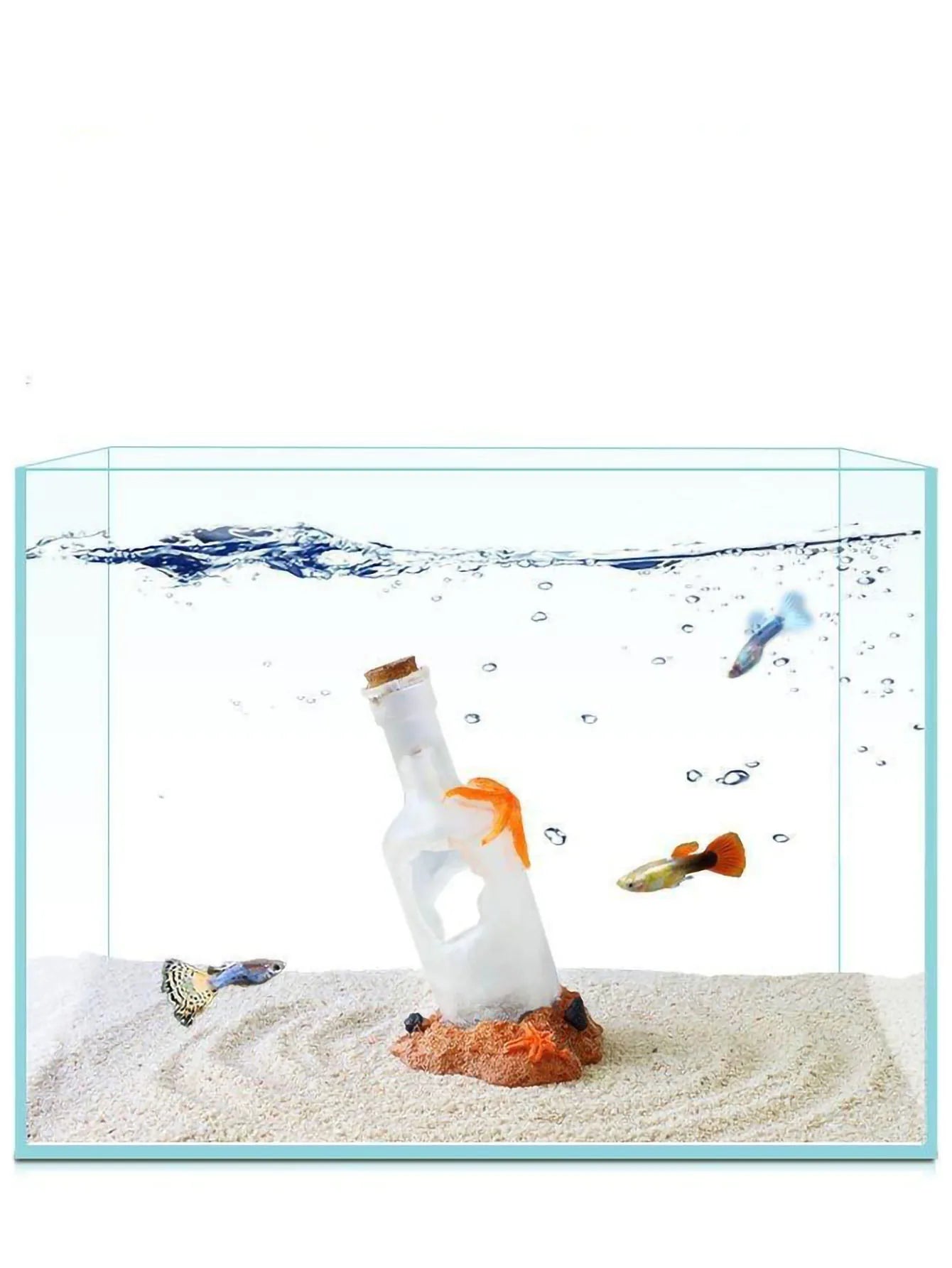 1pc-Fish Tank Decorations - Fish Tank Landscape Decorations with Drifting Bottle Design, Suitable for Aquatic Environments