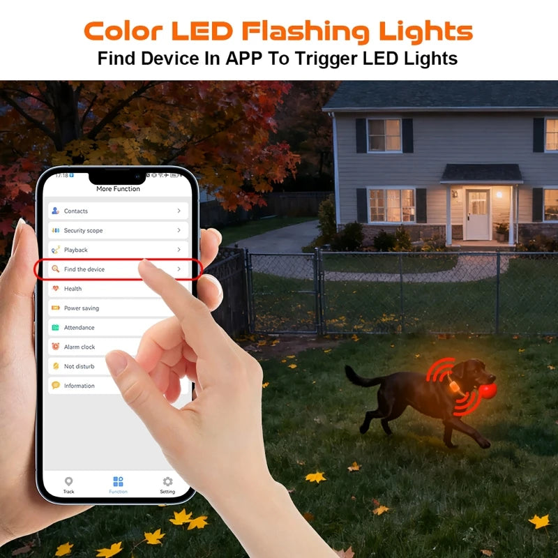 GPS Pet Tracker with Colorful LED Flash 4G Smart Pet Collar IP67 Waterproof Pet Pedometer Calorie Health Data Tracker