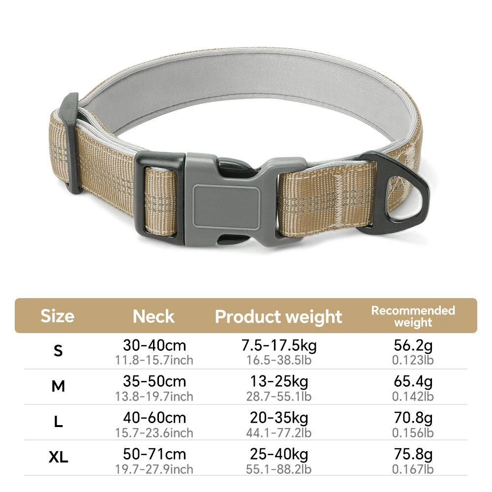 Dog Collar for Medium Dogs,Adjustable Pet Neck Band with Comfortable Soft Padding, Lifetime Durability, Heavy-Duty D-Ring