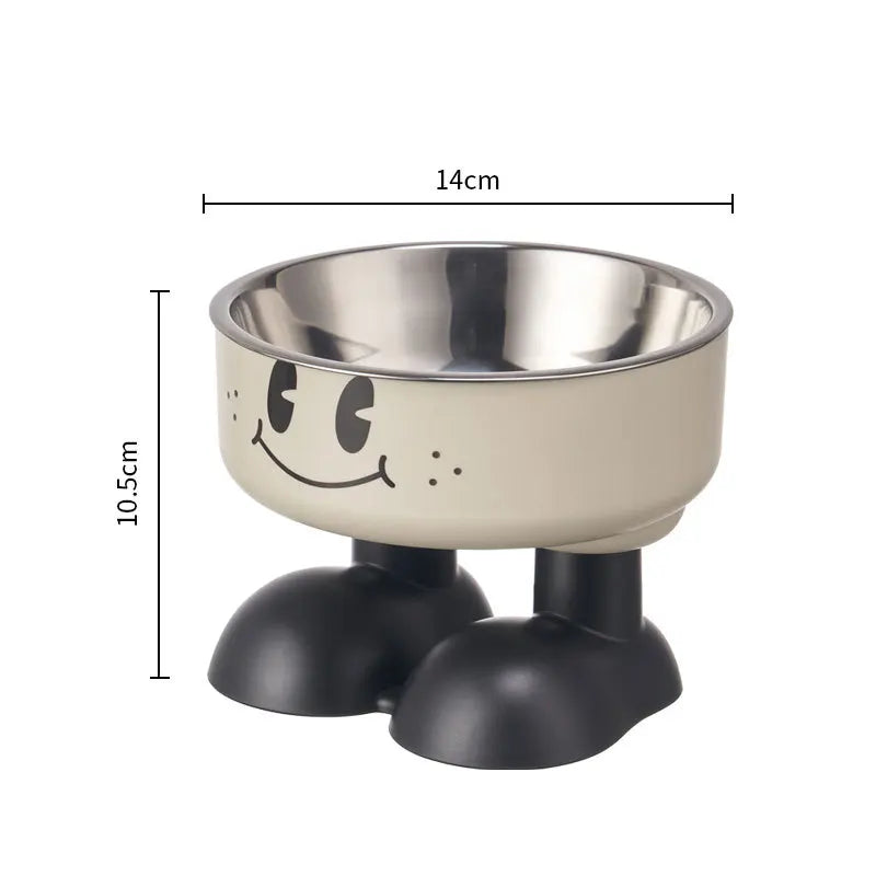 1pc Cartoon High-leg Cat Bowl, with joyful Face Design, Prevents Falling, Protects Pet'S Spine, Suitable for Dogs and Cats.