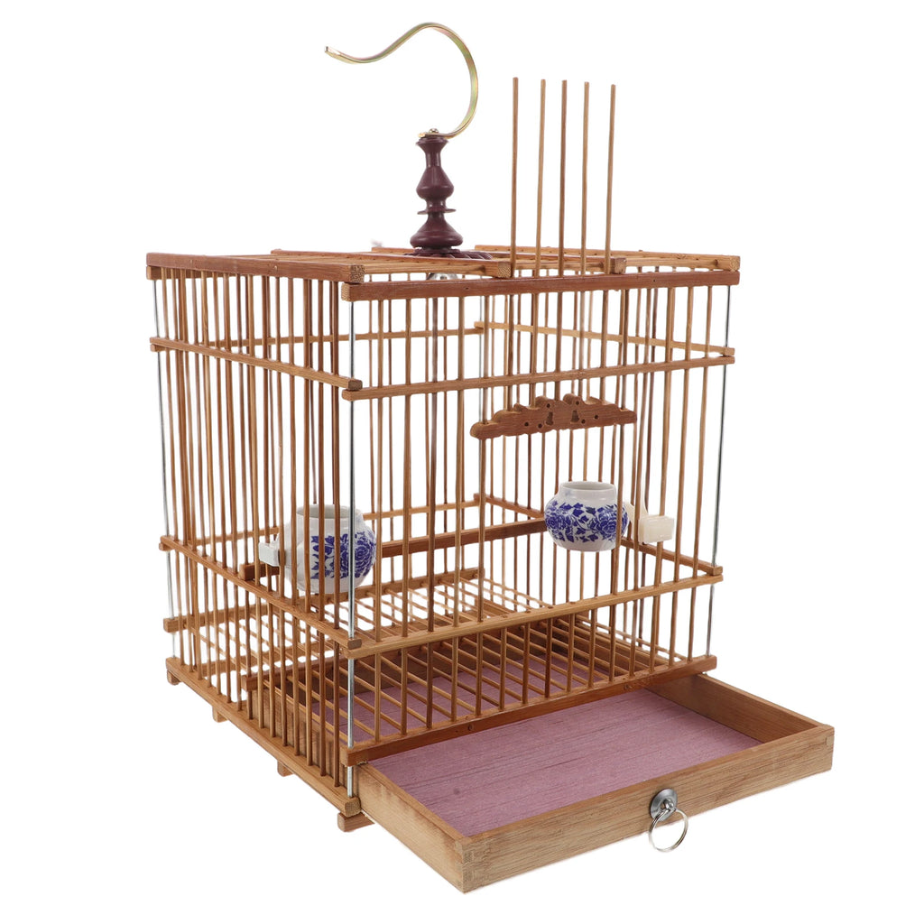 Bamboo Bird Cage for Pet Birds Songbirds Canary Small Parrots Finch Pets Birdcages