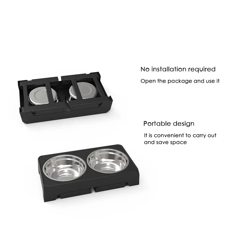 BOOTEELY Elevated Dog Feeder Bowls Adjustable Raised Stand with Double Stainless Steel Food Water Bowls Small Medium Large Dogs