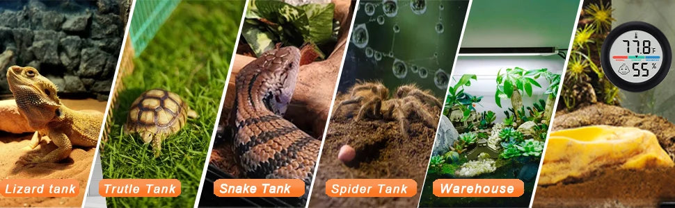 Reptile Tank Thermometer, Mini Digital Hygrometer Thermometer Gauge, Indoor Temperature Humidity Meter for Reptile Terrarium