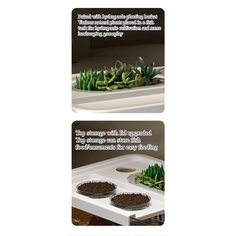 Fish tank household aquarium living room desktop ecological circulation tank filter oxygenation integrated tank with cover