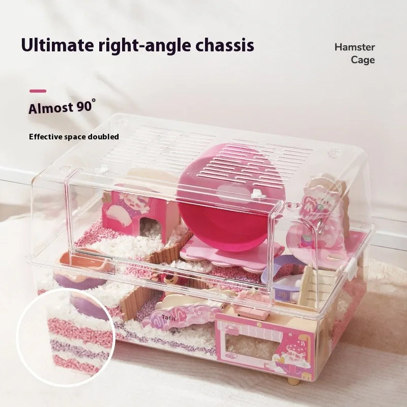 Large Villa Hamster Cage Transparent Acrylic 75 Breeding Box Gerbil House Habitat Decor for Hamsters Quail Chinchillas