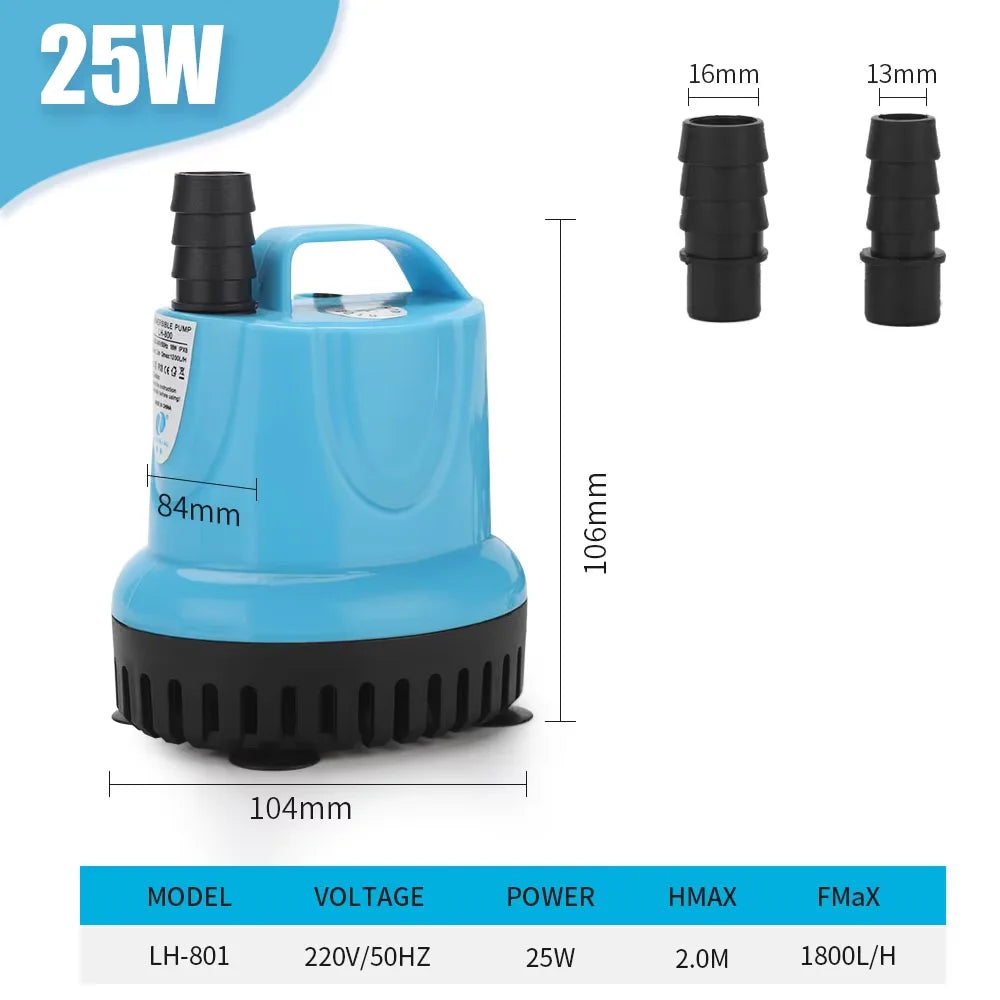 Submersible Water Pump - Aquarium Fish Tank Circulating Pump with Filter Bottom Suction Function