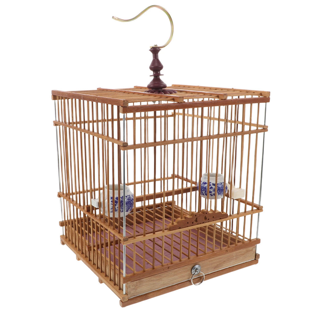 Bamboo Bird Cage for Pet Birds Songbirds Canary Small Parrots Finch Pets Birdcages