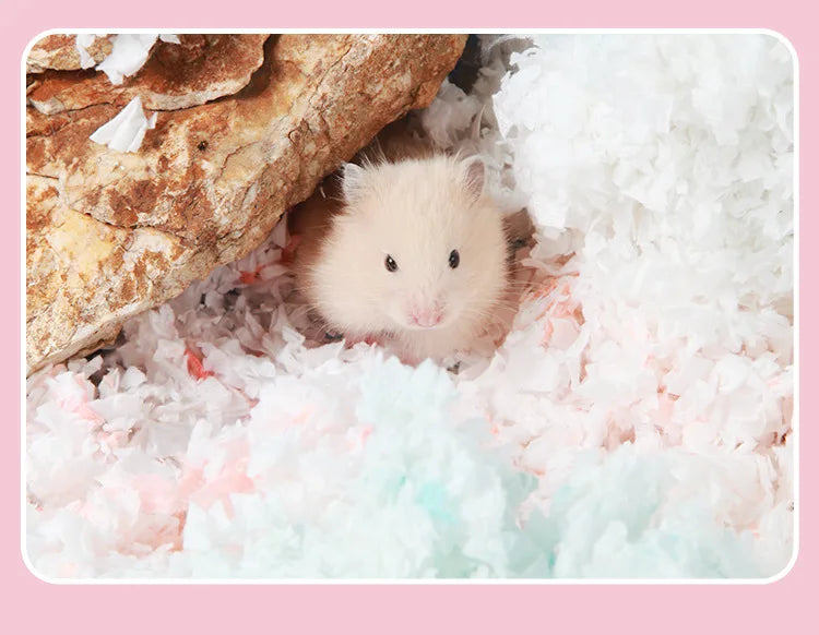 Dust-Free Paper Bedding for Hamsters, Natural Cotton Pad Small Animal Cage Litter, Absorbent Deodorizing Pet Bedding Material