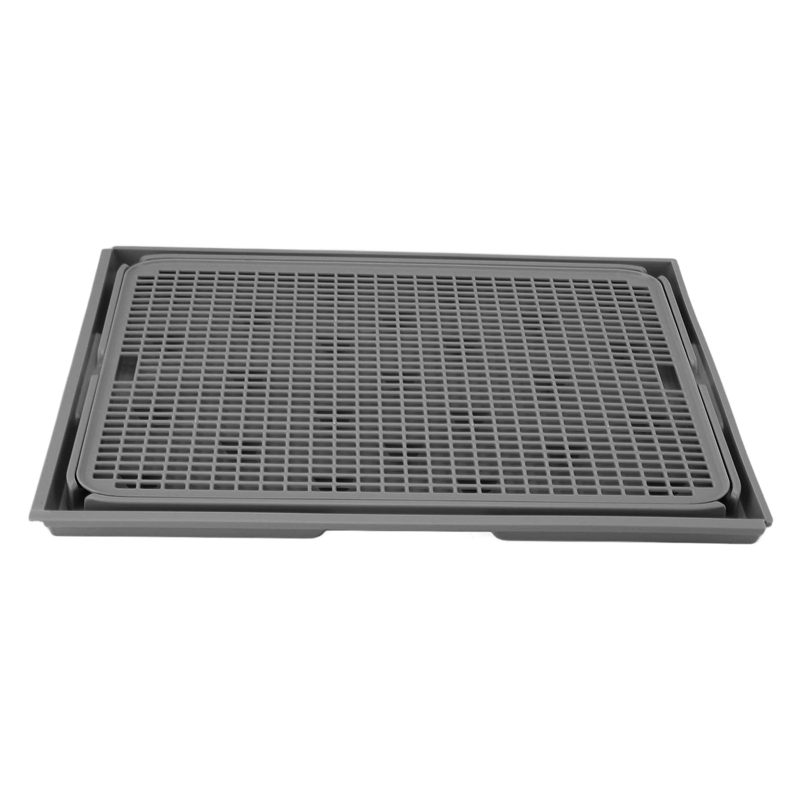 Cat Litter Box Mat 41x28x2cm Spacious Plastic Double Layer Washable Cat Litter Catcher Mat with Anti Slip Bottom Pet Supplies