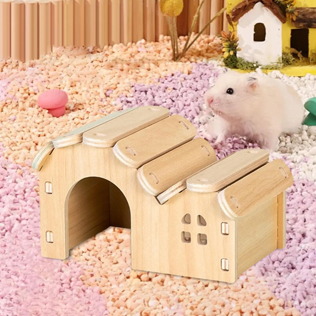 Hamster Wood House Animals Cage Accessories Hamster Hideout Hut for Small Rodents Chinchilla Mice Sugar Gliders Gerbils Mouse