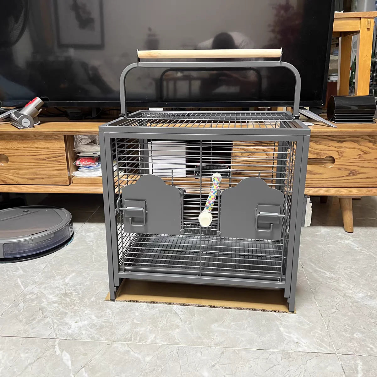 Travel Carrier Bird Cage Aviary For Bird Outside Iron Bird Cage Peony Tiger Pearl Parrot Carrying Cage 47.6 X 37.5 X 45.7 Cm