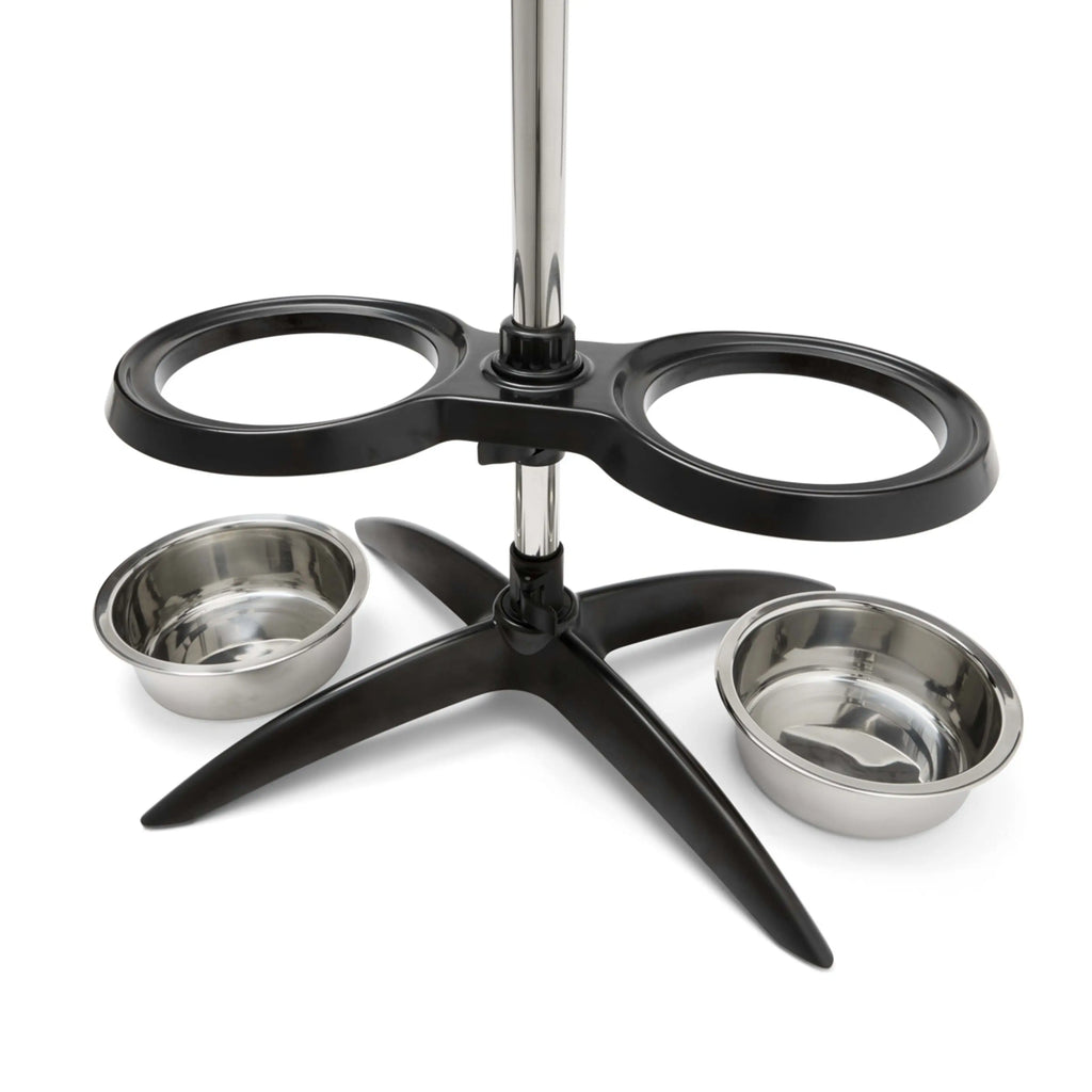Elevated Raised Dog Bowl Stand with 2 Stainless Steel Bowls Adjustable Height for Medium Large Dogs