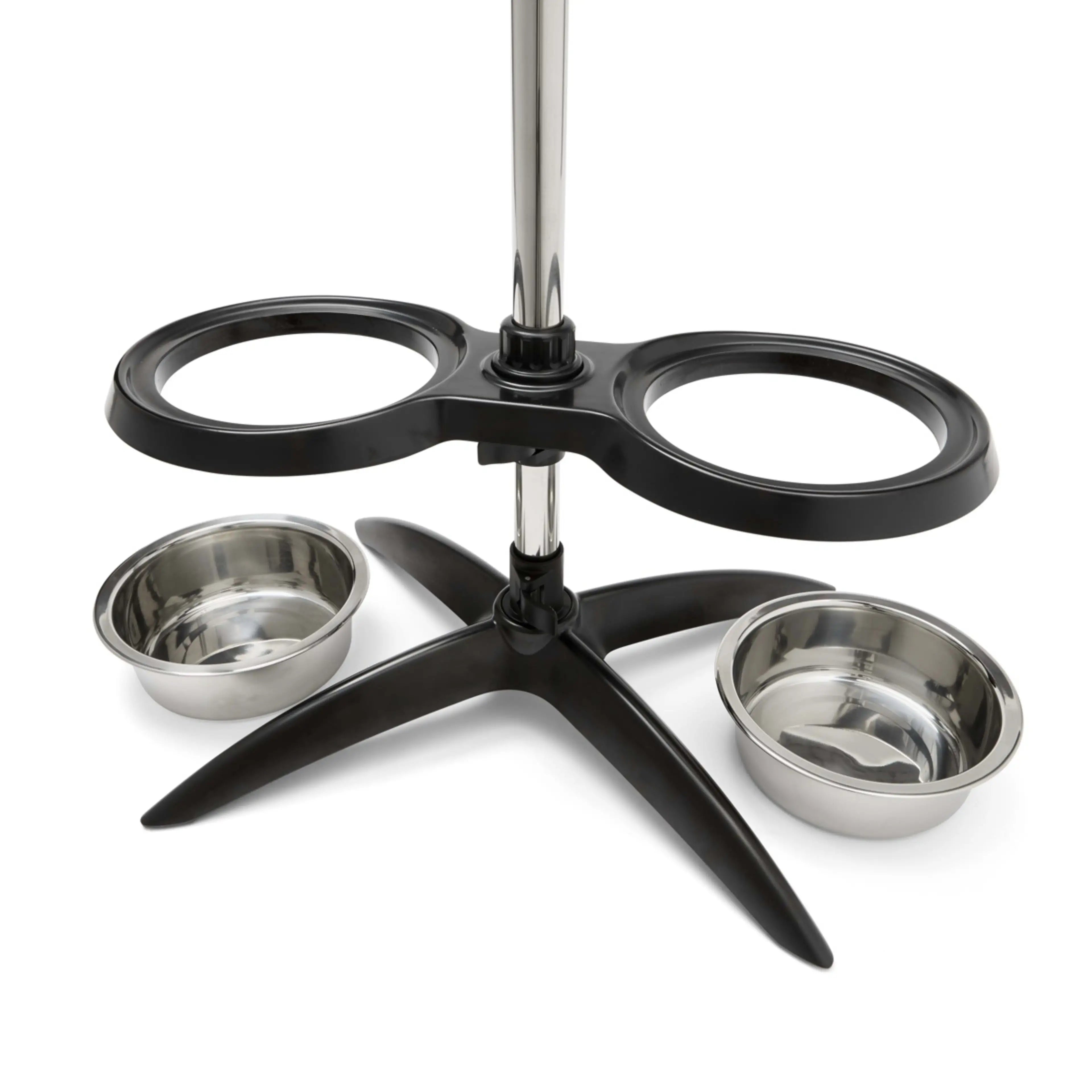 Elevated Raised Dog Bowl Stand with 2 Stainless Steel Bowls Adjustable Height for Medium Large Dogs